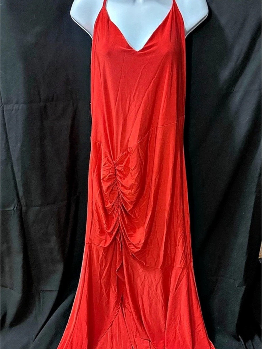 Curvy Sense Style JD100038 Red Ruched Maxi Dress Size 1X Like New